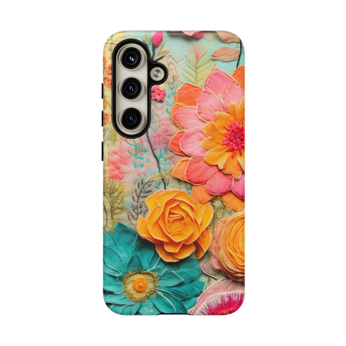 Boho Retro Floral Faux Pressed Flowers Smart Phone Tough Phone Cases