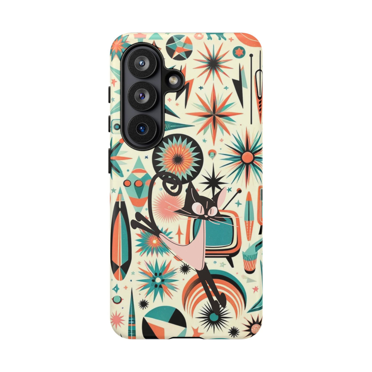 Atomic Kitty Boomerang Space Kitty Mid Century Modern Samsung, Smart Phone, Tough Cases