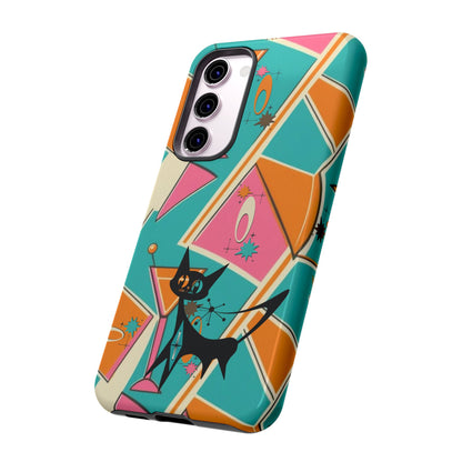 Atomic Cat Mid Mod Retro Cat Phone Case - Tough Cases for Stylish Cat Lovers