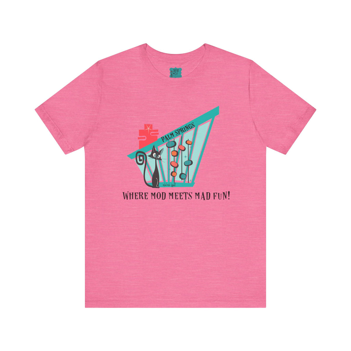 Palm Springs Modernism Week, Atomic Cat Retro Inspired Unisex Jersey Tee - 'Where Mod Meets Mad Fun!' - Mid Century Modern Gal