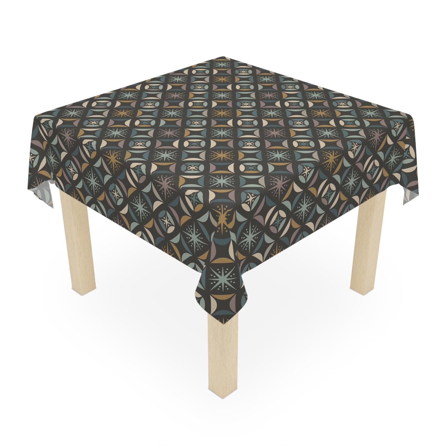 Mid Century Modern Elegant Gray Geometric Starburst Tablecloth - Mid Century Modern Gal