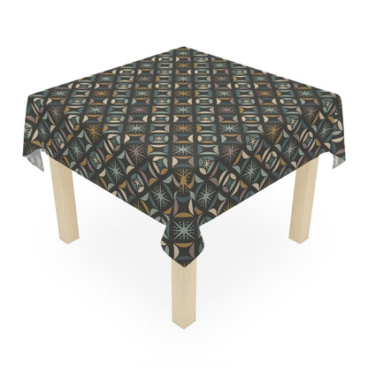 Mid Century Modern Elegant Gray Geometric Starburst Tablecloth - Mid Century Modern Gal