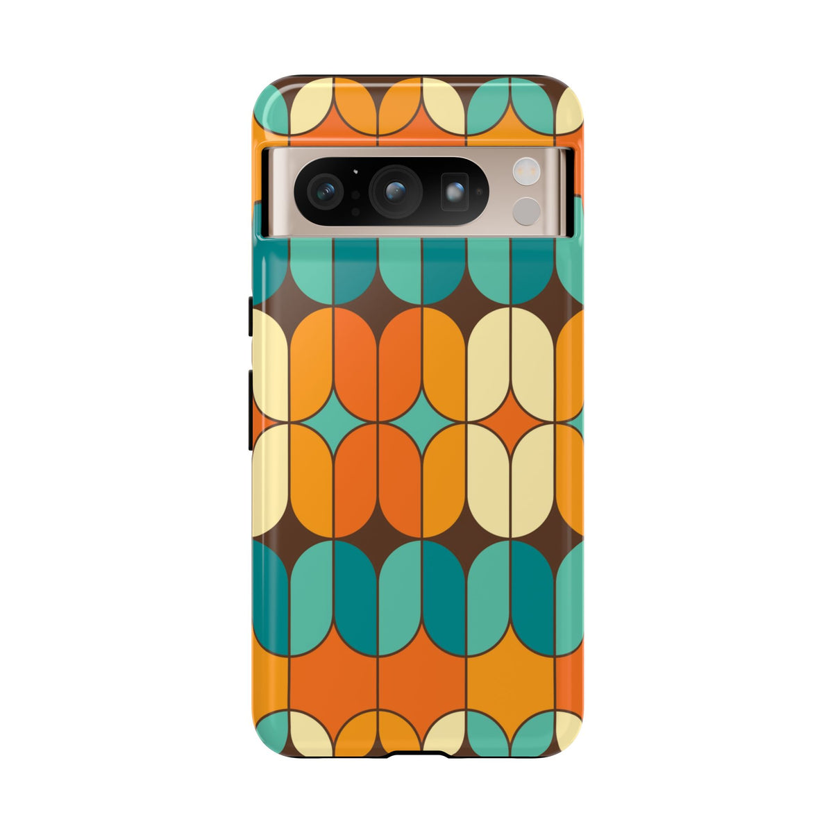 Mid Century Modern Orange, Teal Geometric Mod Designed Tough Phone Case