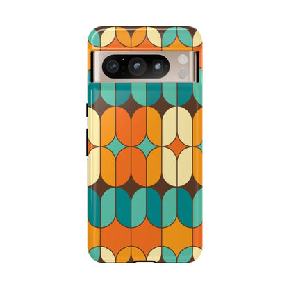 Mid Century Modern Orange, Teal Geometric Mod Designed Tough Phone Case