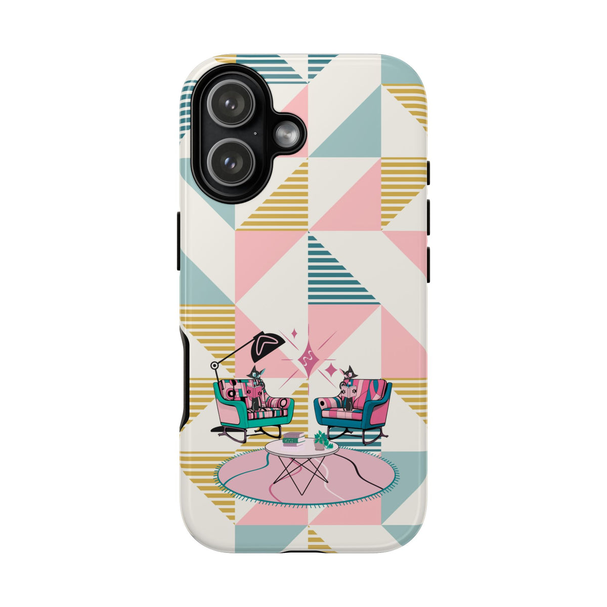 Atomic Cats Reading, Book Talk, Book Lover, Retro Chic Phone Case with Retro Vibe - Cozy Living Room Design