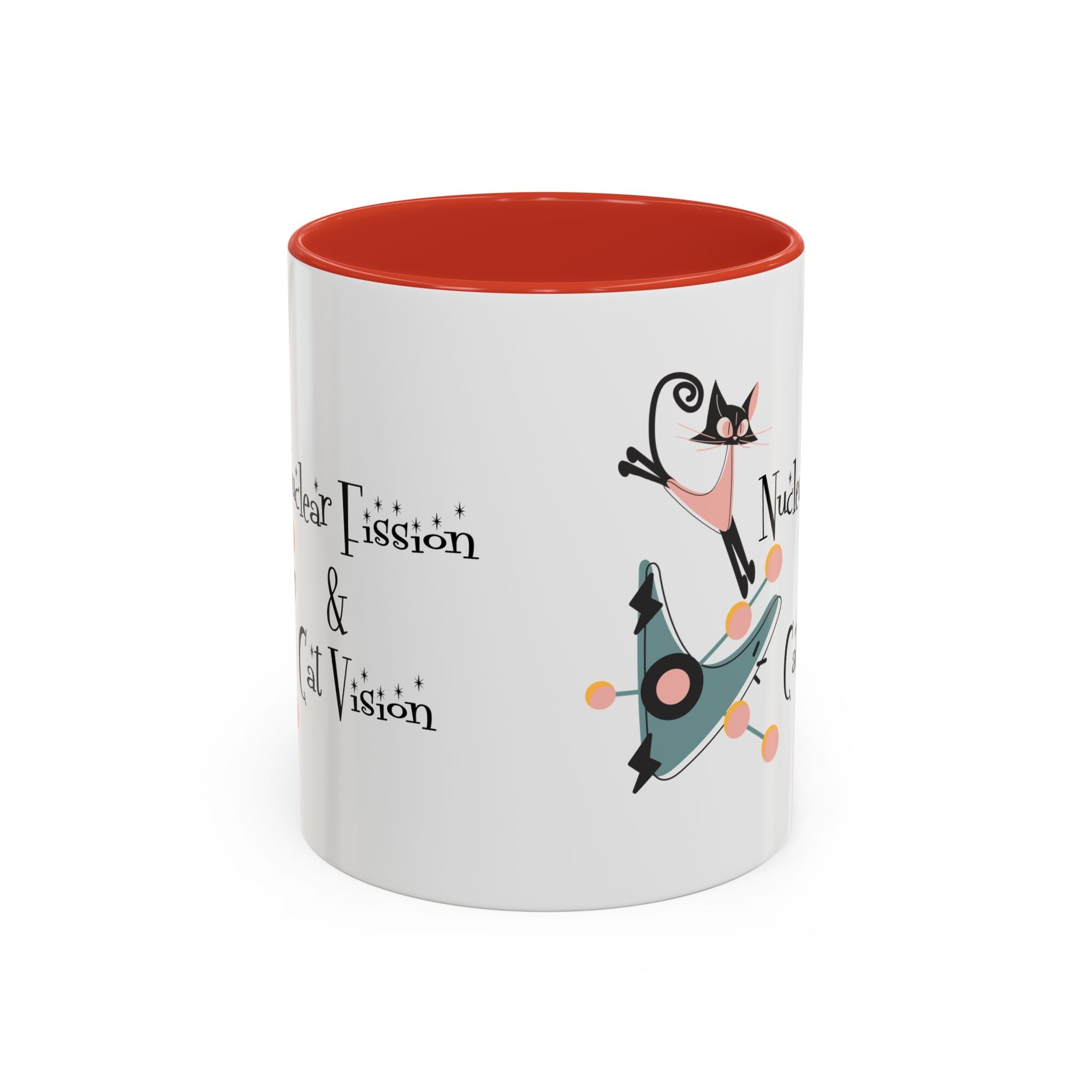 Atomic Cat Coffee Tea Mug, Mid Century Modern Boomerang, Space Age Atomic Drinkware For Cat And Coffee Lovers - Mid Century Modern Gal