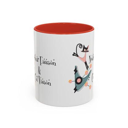 Atomic Cat Coffee Tea Mug, Mid Century Modern Boomerang, Space Age Atomic Drinkware For Cat And Coffee Lovers - Mid Century Modern Gal