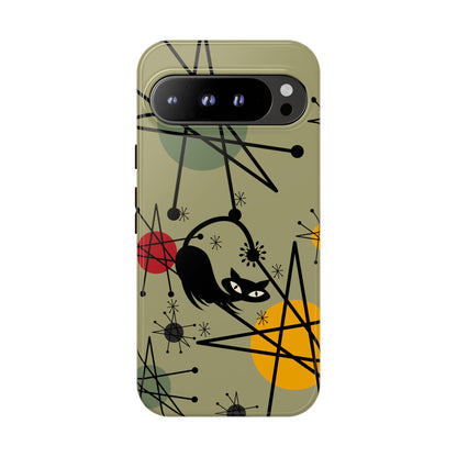 Mid Century Modern Atomic Cat, Retro Chic Groovy Mod Samsung, Smart Phone Tough Cases