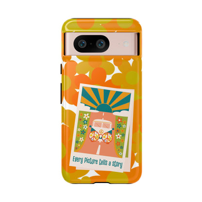 Retro Phone Case, Orange Flower Power, Polaroid Picture, Mod Smart Phone Tough Phone Cases