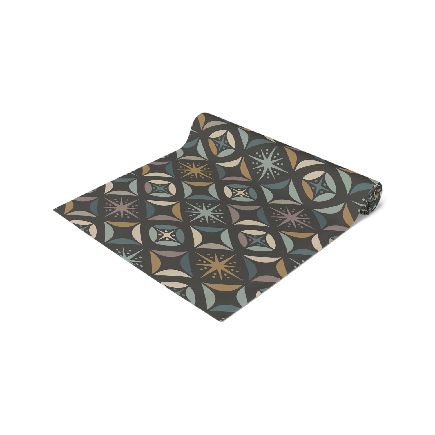 Mid Century Modern Elegant Gray Geometric Starburst Table Runner - Mid Century Modern Gal