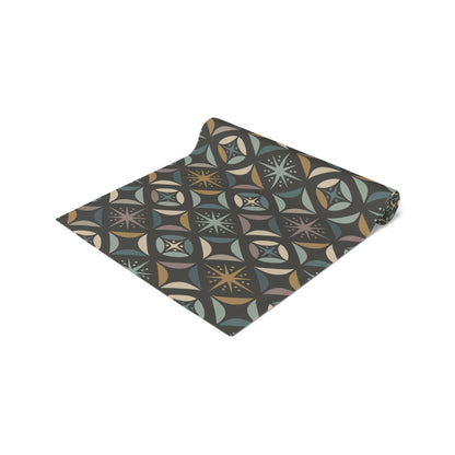 Mid Century Modern Elegant Gray Geometric Starburst Table Runner - Mid Century Modern Gal