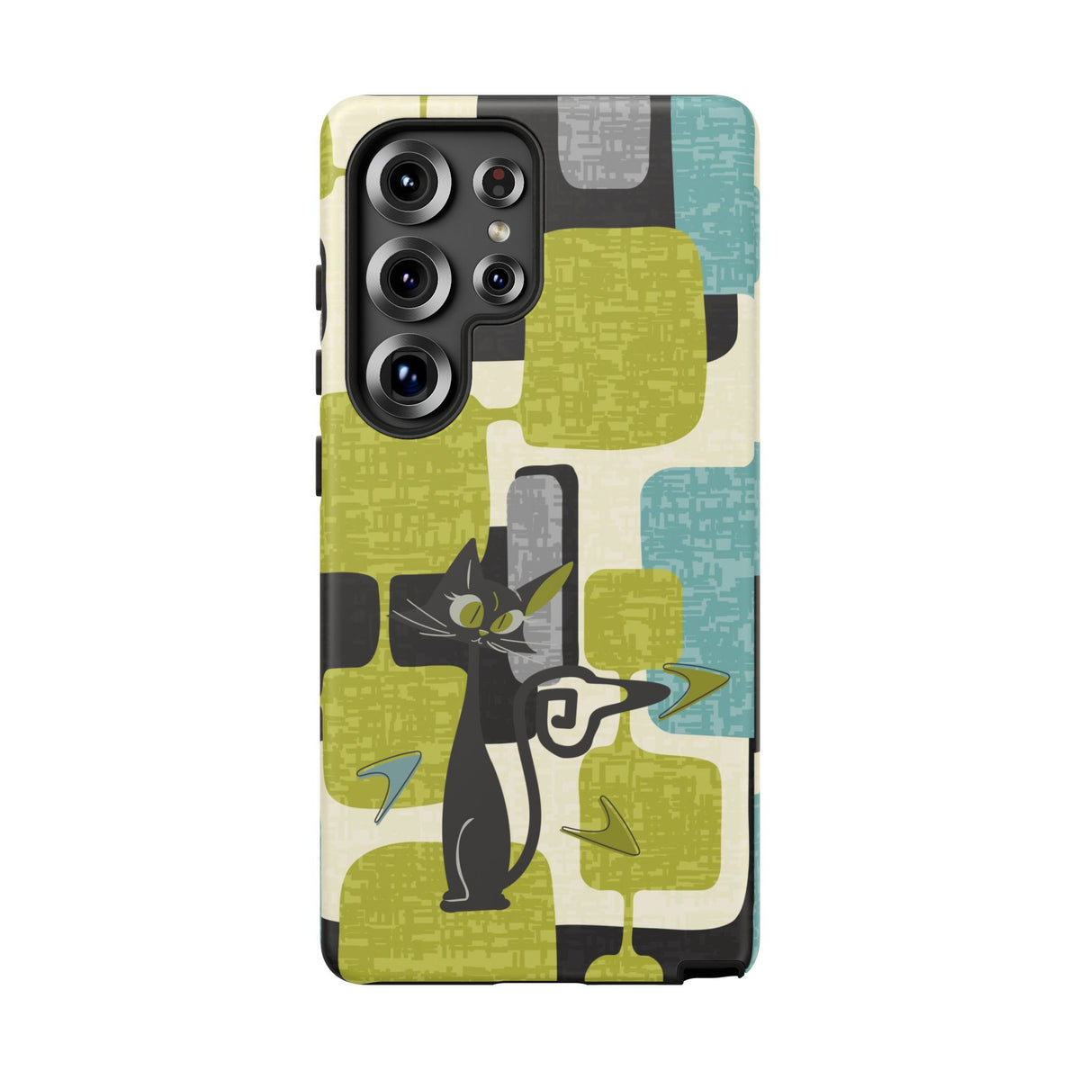 Mid Century Modern Geometric Kitschy Cat, Boomerang Retro Smart Phone Tough Cases