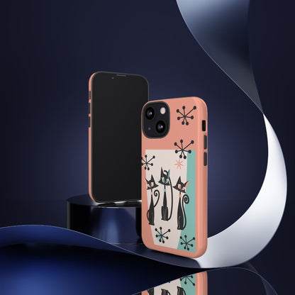 Atomic Cat Mid Mod Coral Aqua Blue Starburst Kitschy Fun Chic Samsung, Smart Phones Tough Cases
