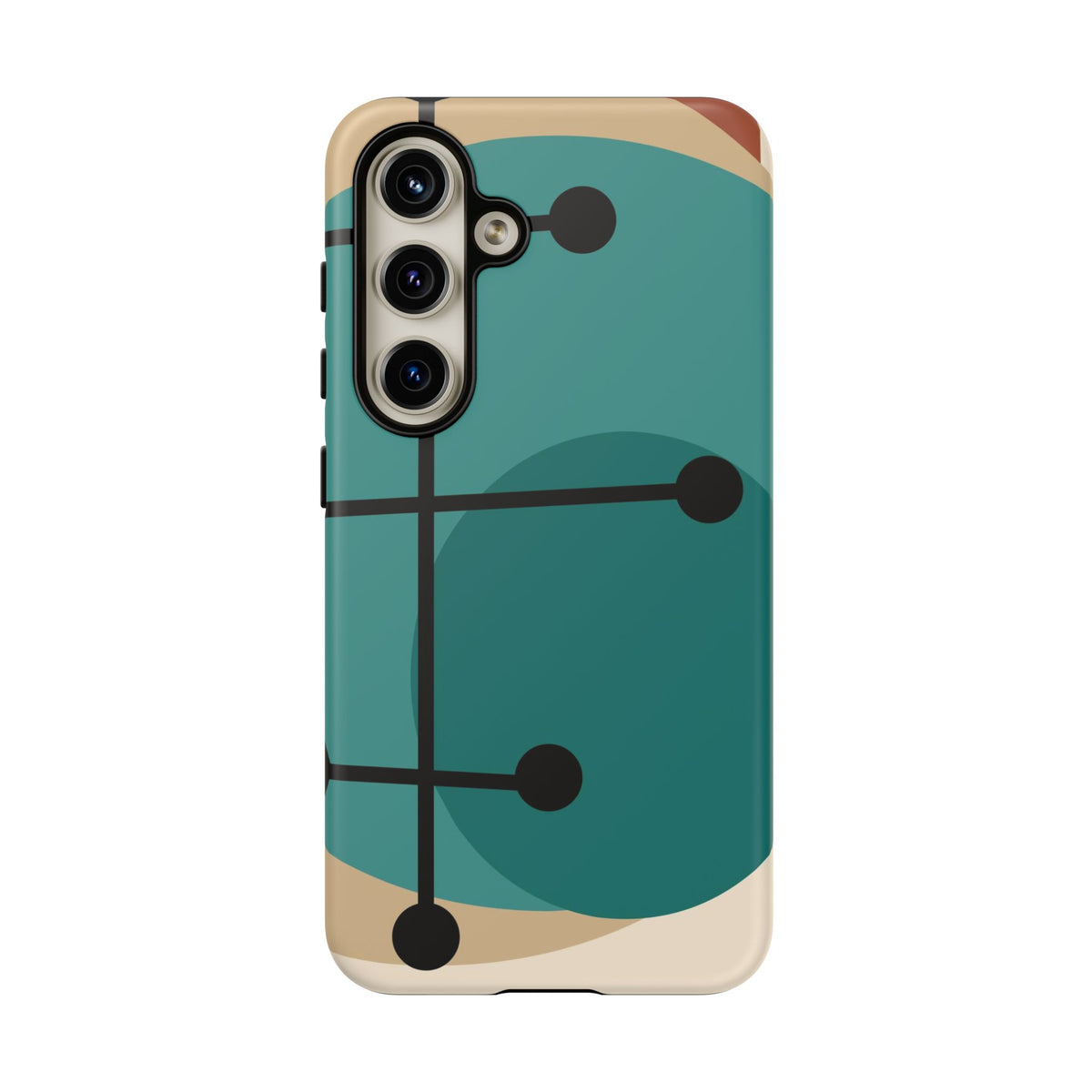 Mid Century Mod, Geometric, Retro Beige Teal Blue, Smart Phones Tough Phone Cases