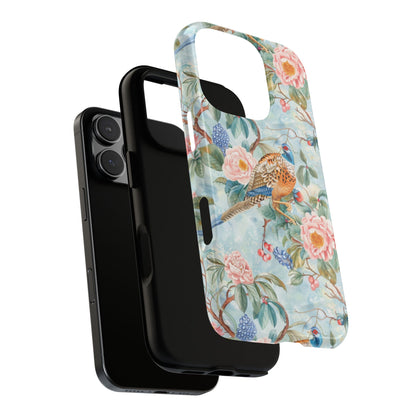 Chinoiserie Designed Floral Pheasant Phone Case with Bird Design