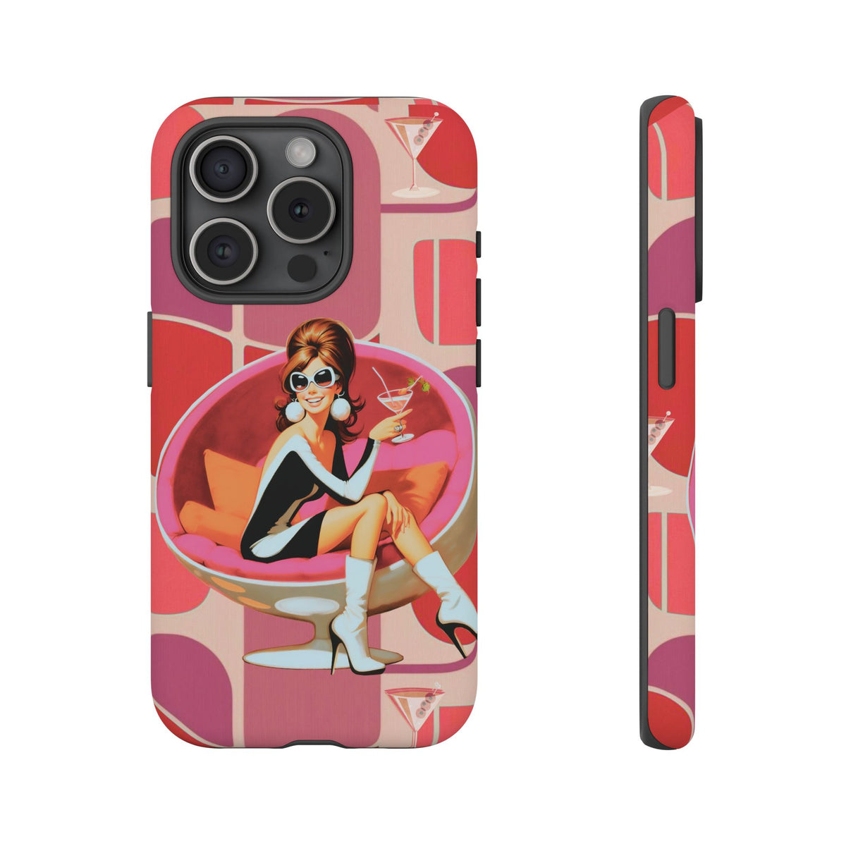 Mid Mod 60s Mod Gal, Kick Back Enjoy, Retro Chic Phone Case with Cocktail Design - Mid Century Modern Gal