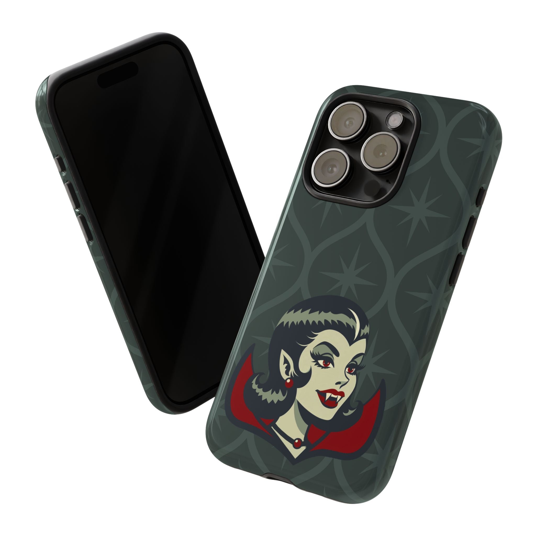 Vampire Dracula Girl Halloween Goth Horror Buff MCM Green Tough Phone Case