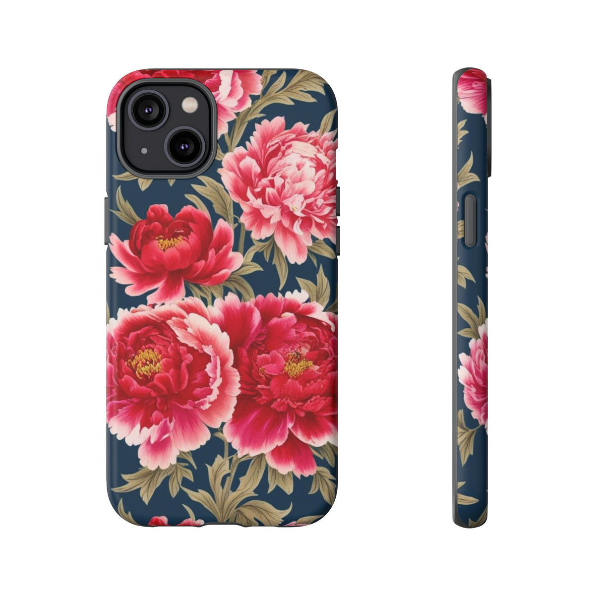 Chinoiserie Royal Blue Pink, Red Roses And Peony Floral Tough Phone Case