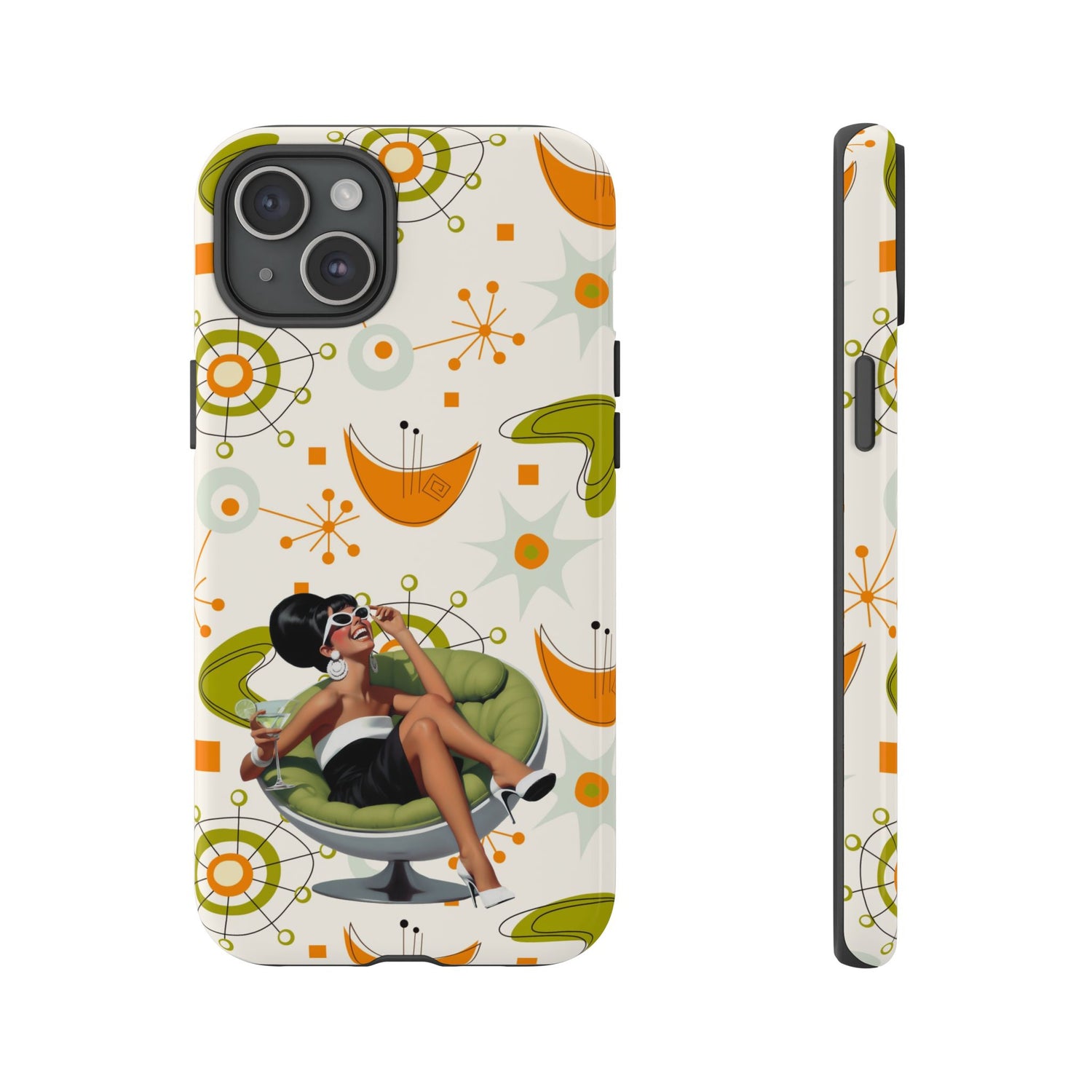 Mid Century Modern Atomic Starburst Mid Mod 60s Gal Retro Chic Tough Phone Case with Vintage Glamour Design - Mid Century Modern Gal