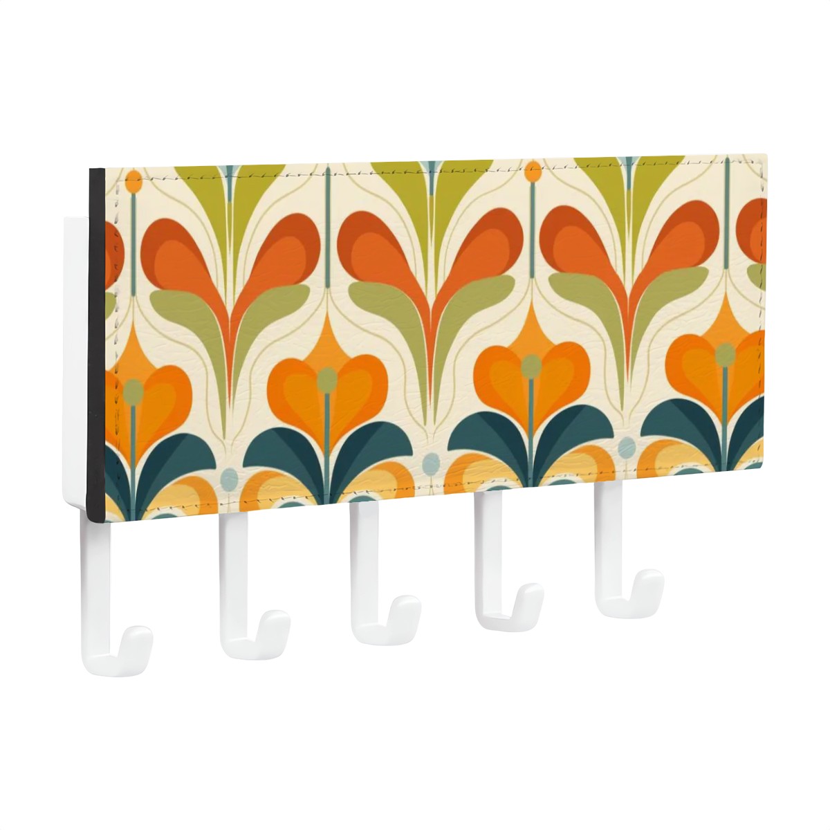 Scandinavian Floral Retro Mid Mod Key Holder Wall Mount - Mid Century Modern Gal