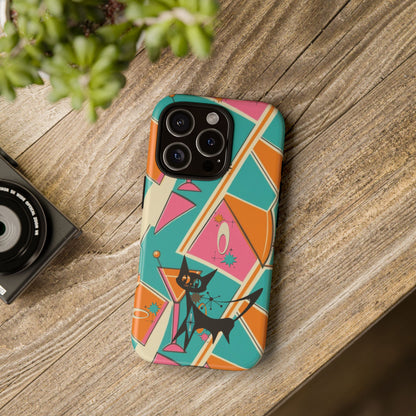 Atomic Cat Mid Mod Retro Cat Phone Case - Tough Cases for Stylish Cat Lovers