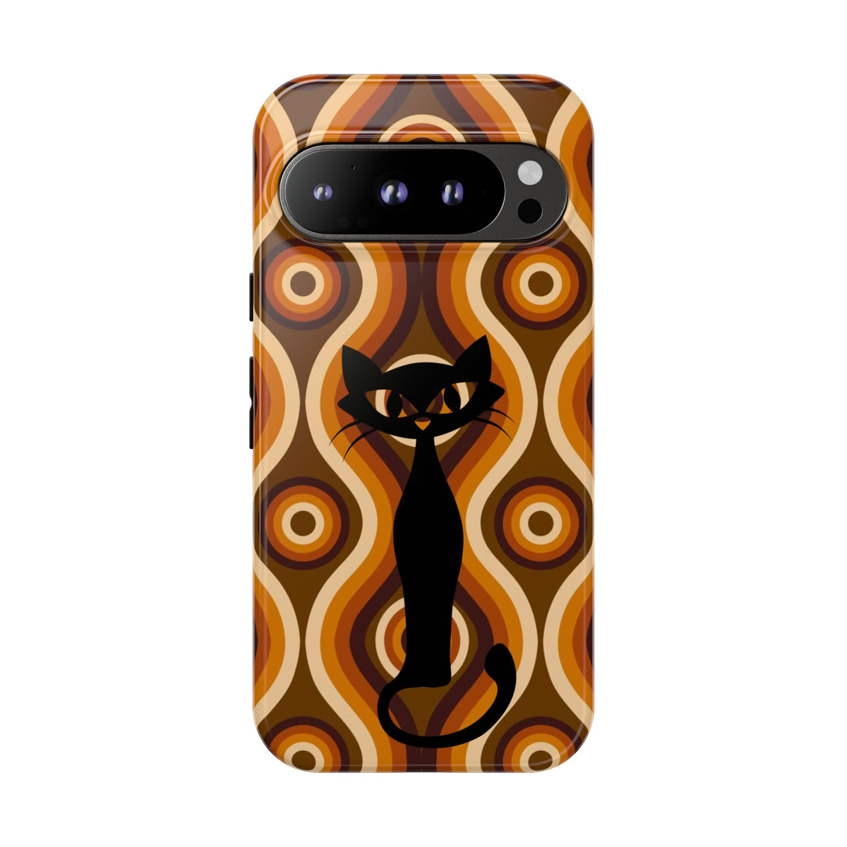 Retro Phone Case, Groovy Brown, Atomic Kitsch Cat Tough Smart Phone Cases