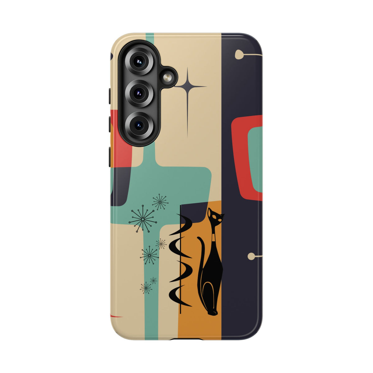 Mid Century Modern, Geometric, Atomic Cat Groovy Smart Phones Tough Phone Cases