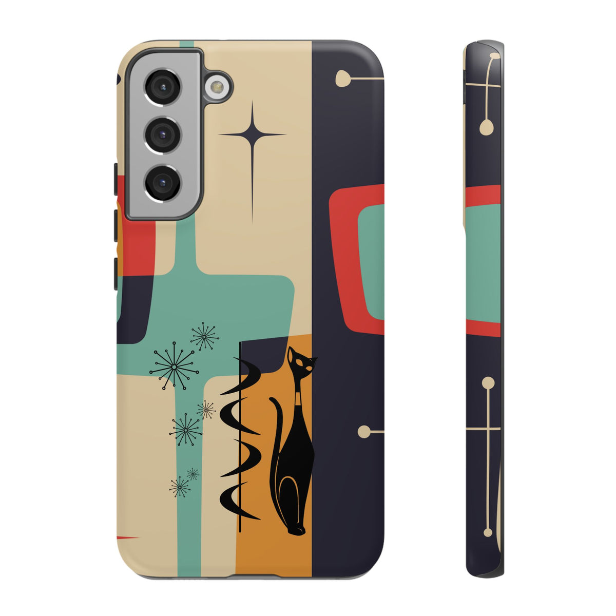 Mid Century Modern, Geometric, Atomic Cat Groovy Smart Phones Tough Phone Cases