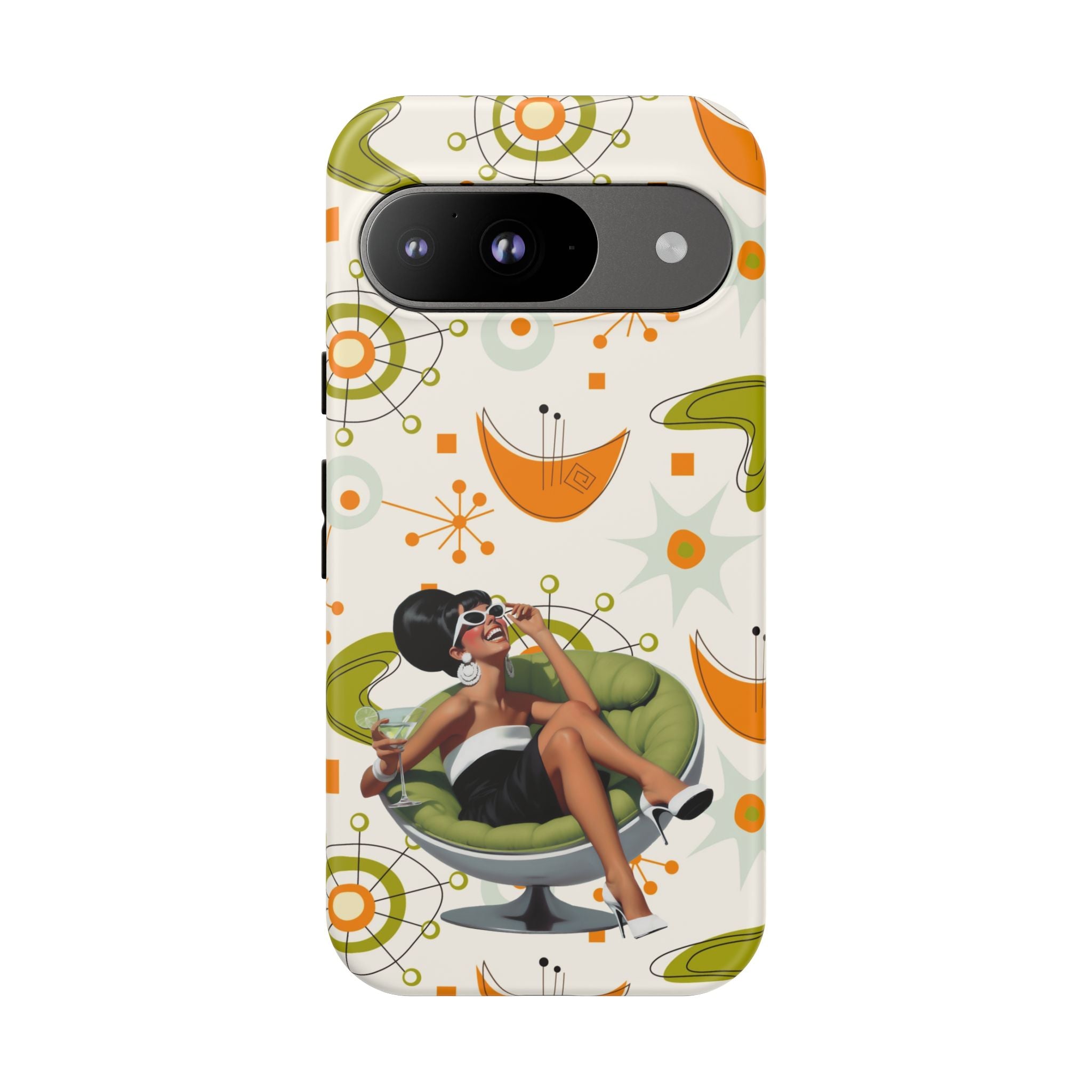 Mid Century Modern Atomic Starburst Mid Mod 60s Gal Retro Chic Tough Phone Case with Vintage Glamour Design