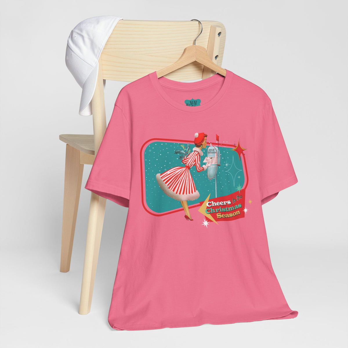 A Merry And Bright Holiday Kitsch Christmas Season Retro Christmas Cheers Unisex Jersey Tee - Mid Century Modern Gal