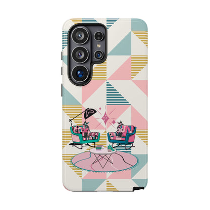 Atomic Cats Reading, Book Talk, Book Lover, Retro Chic Phone Case with Retro Vibe - Cozy Living Room Design