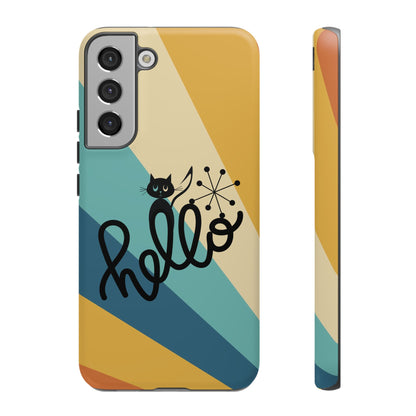 Atomic Groovy Cat, Retro, Kitschy, Hello Starburst, Mid Mod Smart Phone Tough Phone Cases - Mid Century Modern Gal