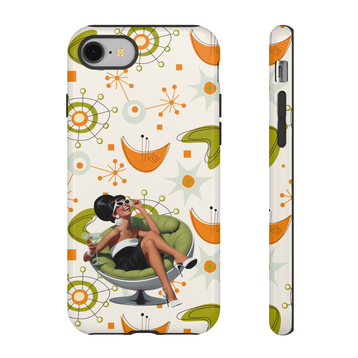 Mid Century Modern Atomic Starburst Mid Mod 60s Gal Retro Chic Tough Phone Case with Vintage Glamour Design - Mid Century Modern Gal