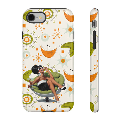 Mid Century Modern Atomic Starburst Mid Mod 60s Gal Retro Chic Tough Phone Case with Vintage Glamour Design - Mid Century Modern Gal