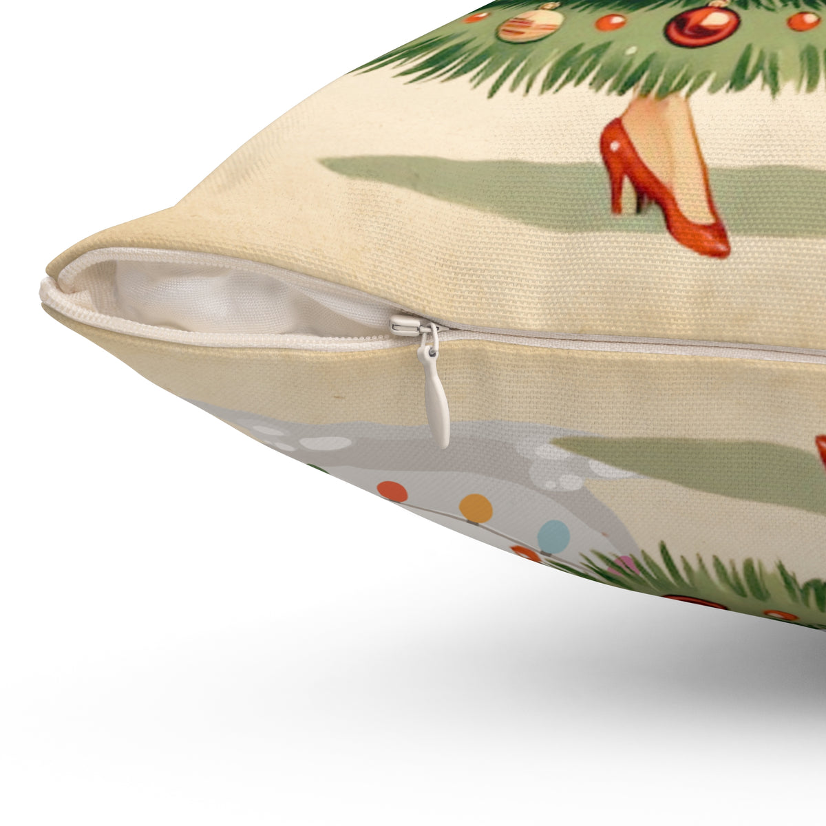 Vintage Christmas Pillow - Retro Santa with Snowman Design - Mid Century Modern Gal