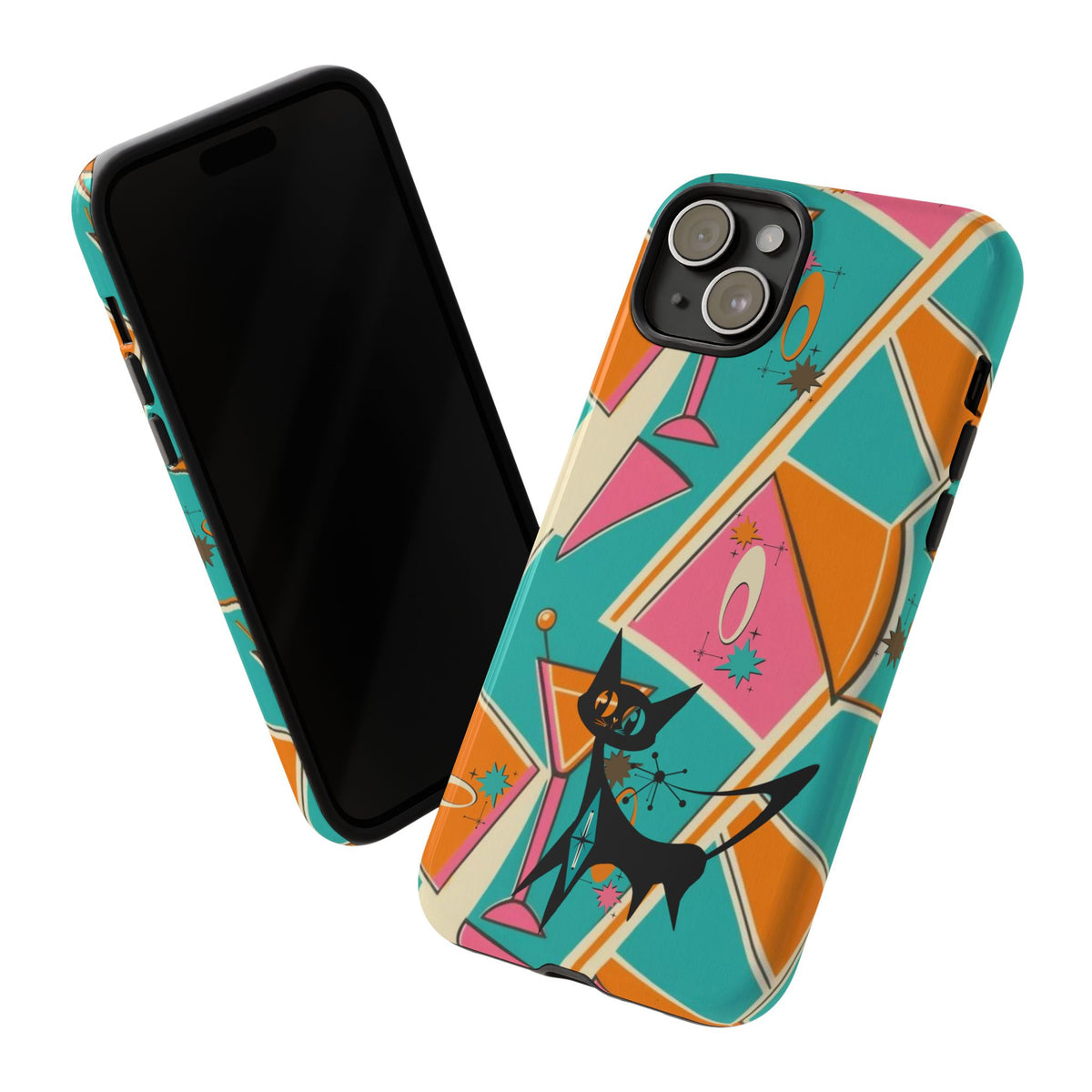 Atomic Cat Mid Mod Retro Cat Phone Case - Tough Cases for Stylish Cat Lovers