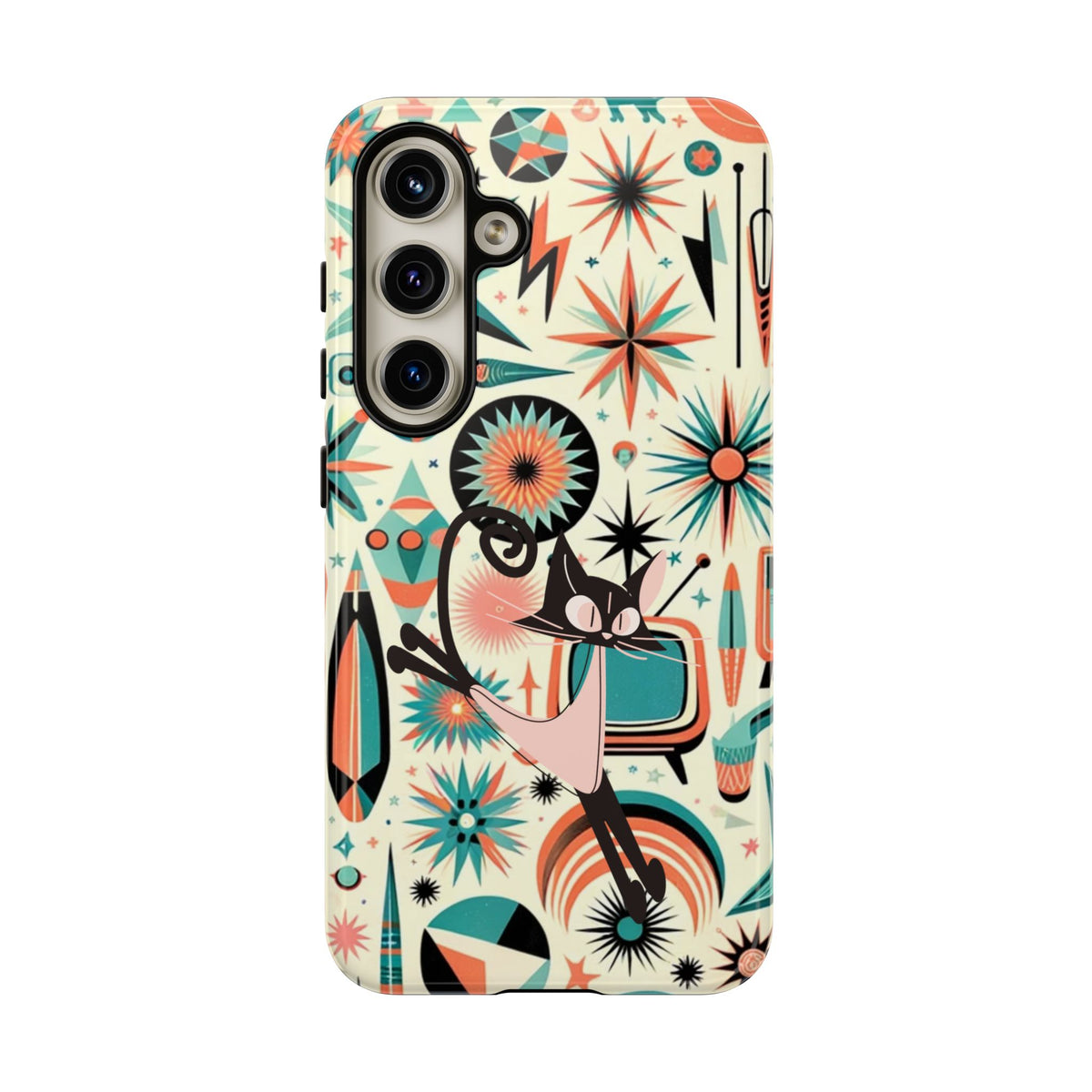 Atomic Kitty Boomerang Space Kitty Mid Century Modern Samsung, Smart Phone, Tough Cases