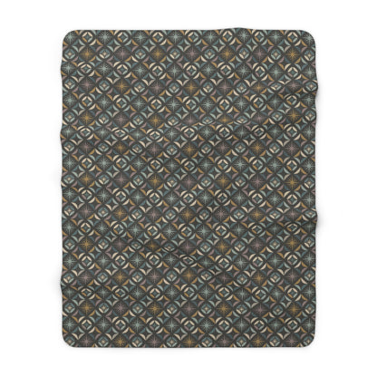 Mid Century Modern Elegant Gray Geometric Starburst Sherpa Fleece Blanket - Mid Century Modern Gal