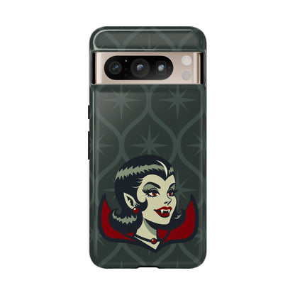Vampire Dracula Girl Halloween Goth Horror Buff MCM Green Tough Phone Case