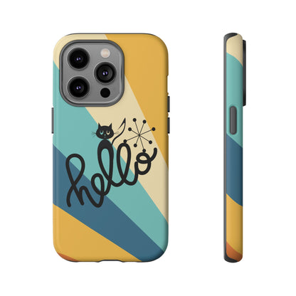 Atomic Groovy Cat, Retro, Kitschy, Hello Starburst, Mid Mod Smart Phone Tough Phone Cases - Mid Century Modern Gal