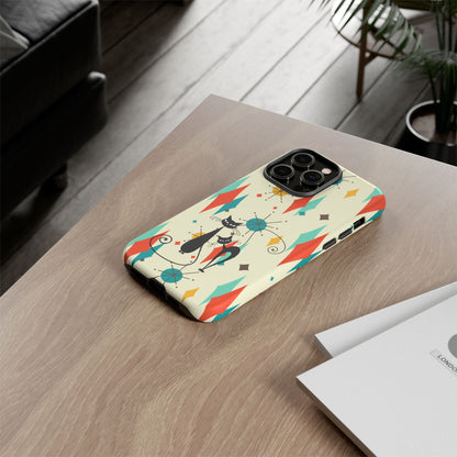 Atomic Kitty Cat, Mid Mod Franciscan Pattern, Kitsch Tough Phone Cases