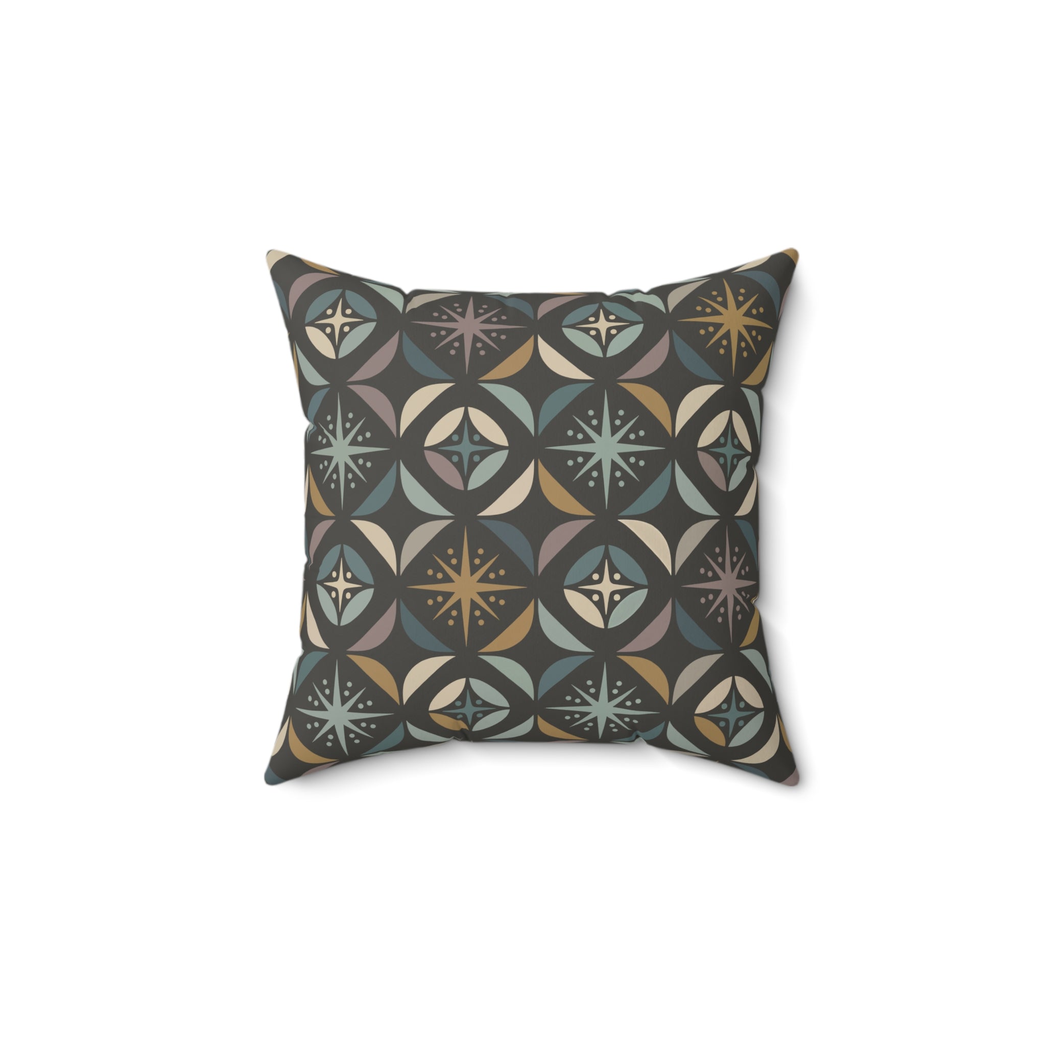 Mid Century Modern Elegant Gray Geometric Starburst Pillow Cover and Insert - Mid Century Modern Gal