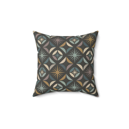 Mid Century Modern Elegant Gray Geometric Starburst Pillow Cover and Insert - Mid Century Modern Gal