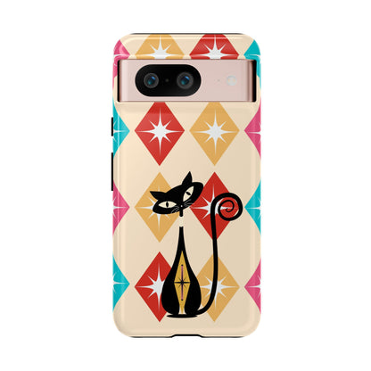 Mid Century Modern Atomic Cat, Atomic 50s Diamonds Retro Phone Tough Cases