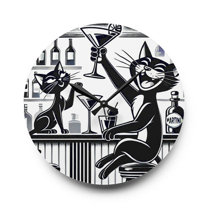 Atomic Cat Mid Century Modern Bar, Kitschy Quirky Mod Acrylic Wall Clock