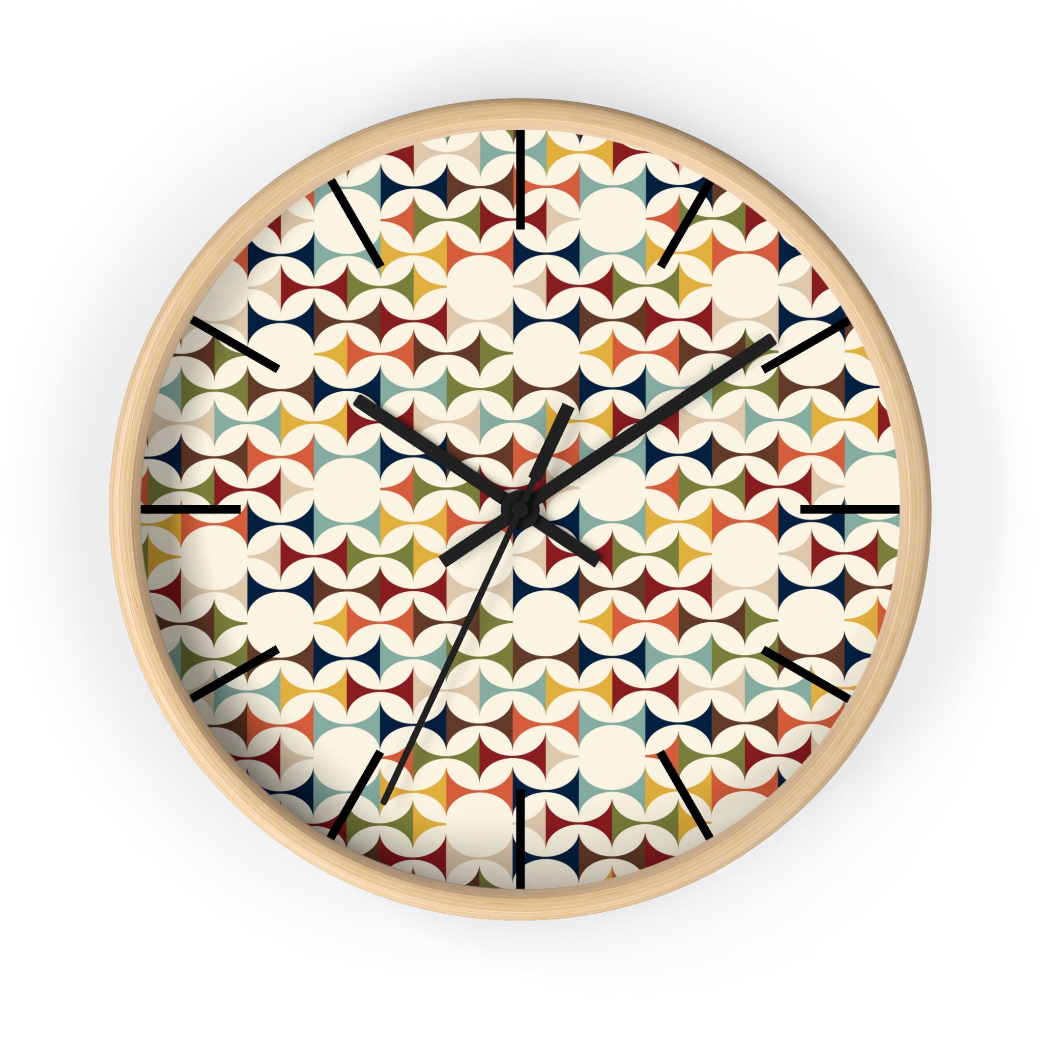 Mid Century Modern Scandinavian Designed, Geometric Retro Colorful Retro Wall Clock