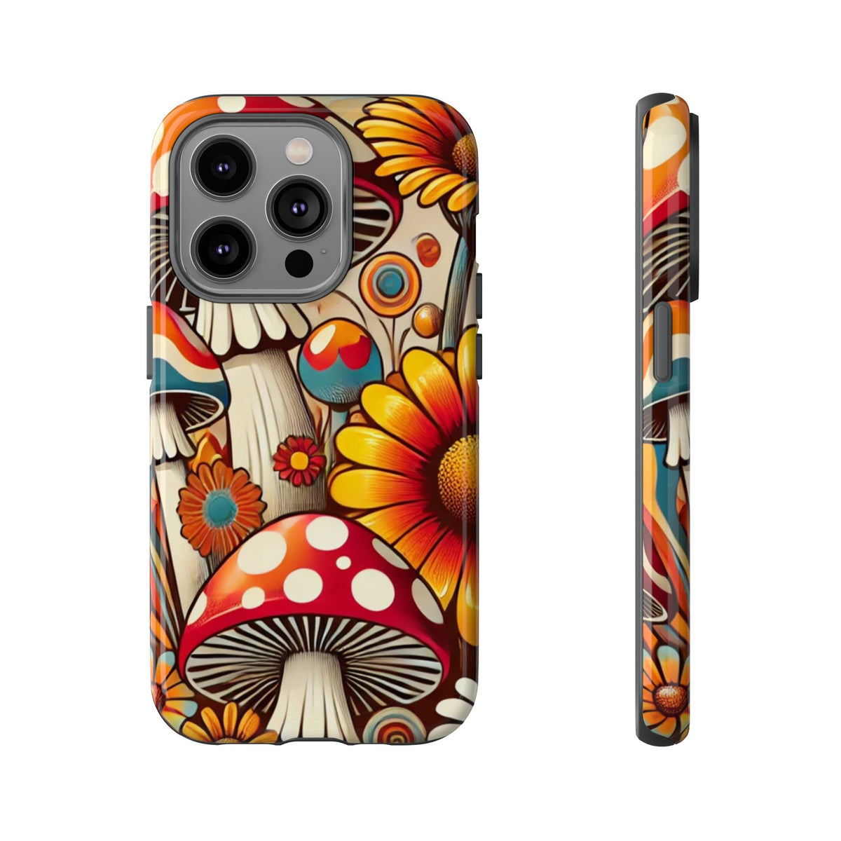 Colorful Mushroom Flower Phone Case - Boho Chic Design