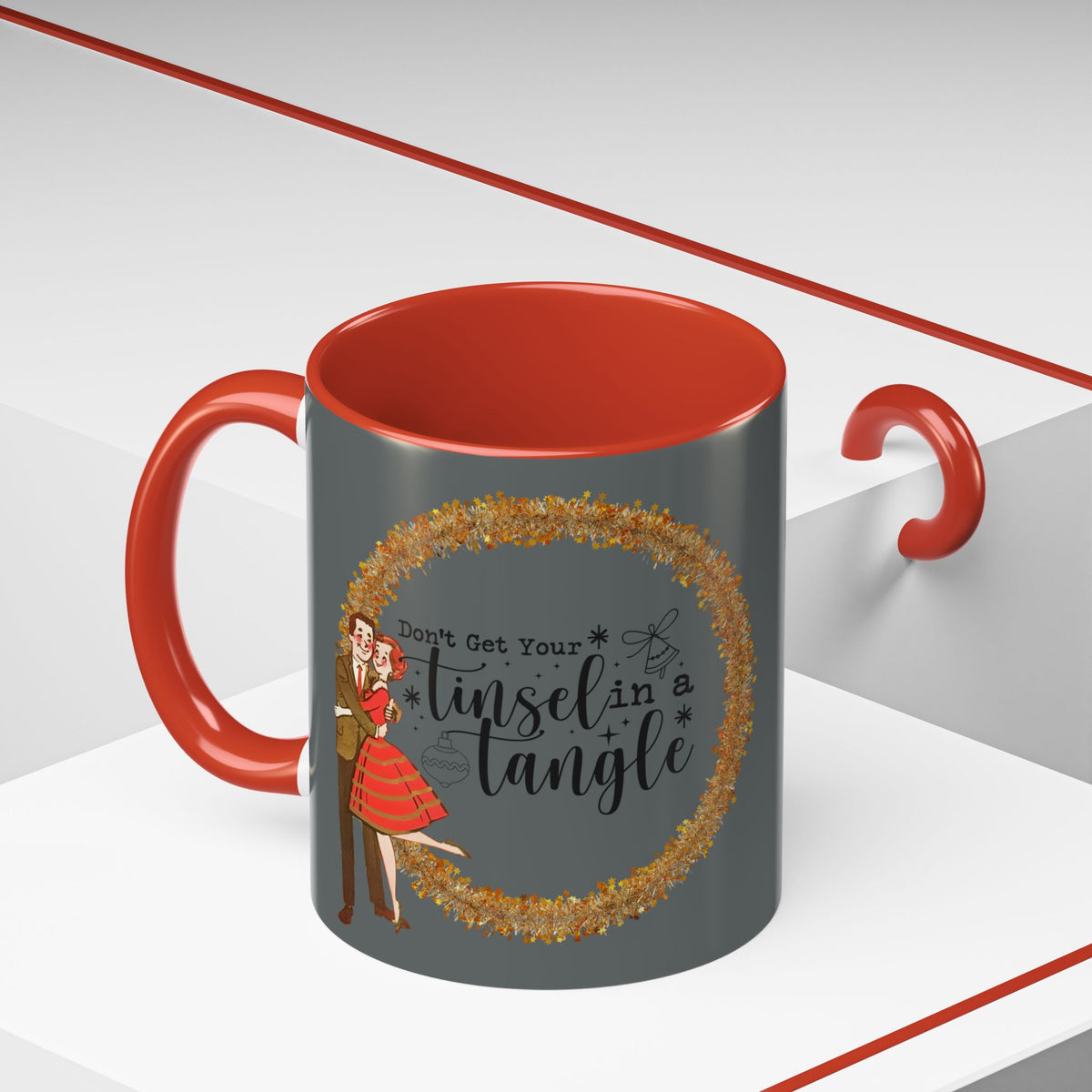 Don't Get Your Tinsel In A Tangle,  Vintage 50s Kitschy Christmas Holiday Co-Worker, Secret Santa Mug Gift - Mid Century Modern Gal
