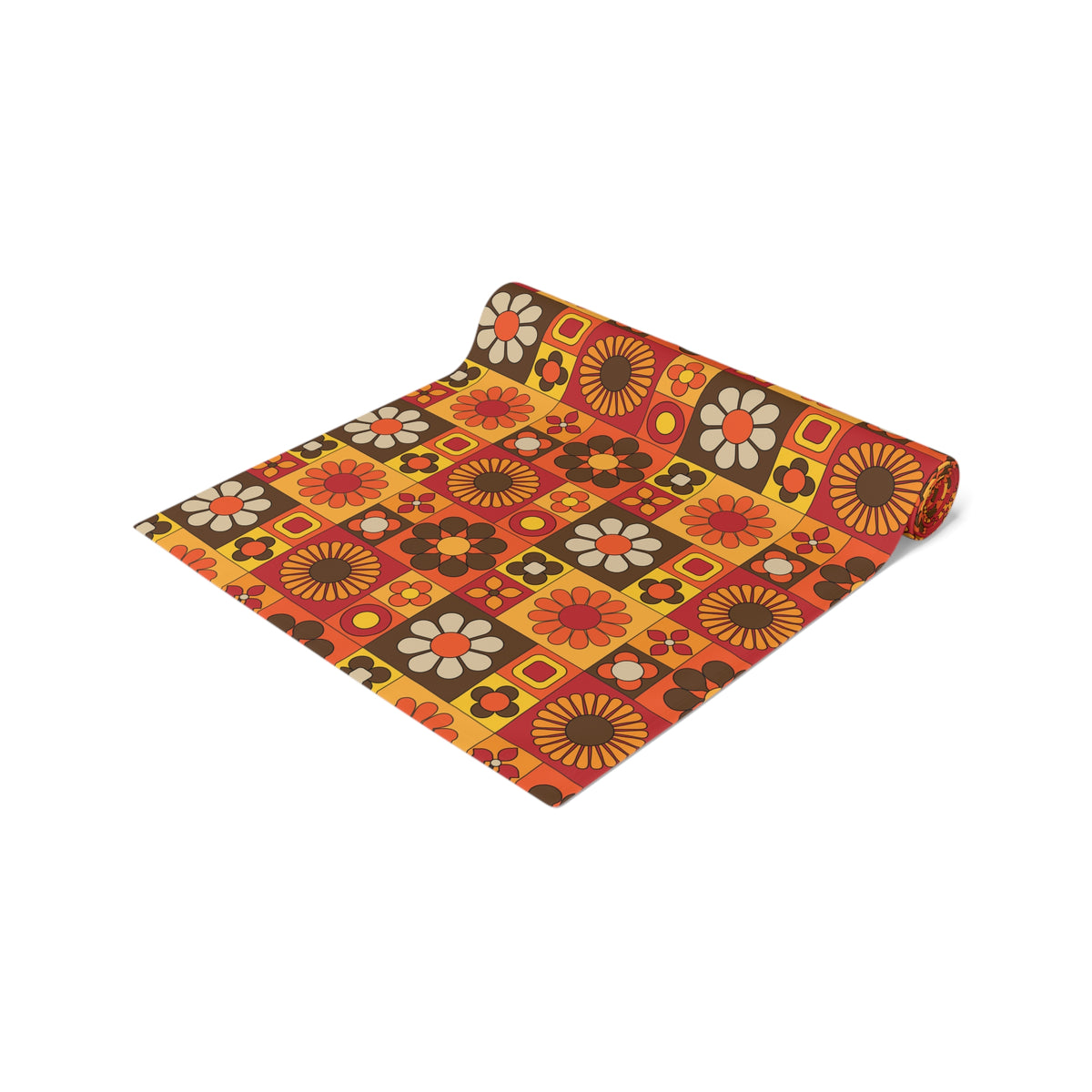 Retro 70s Groovy Mid Mod Floral Table Runner - Mid Century Modern Gal