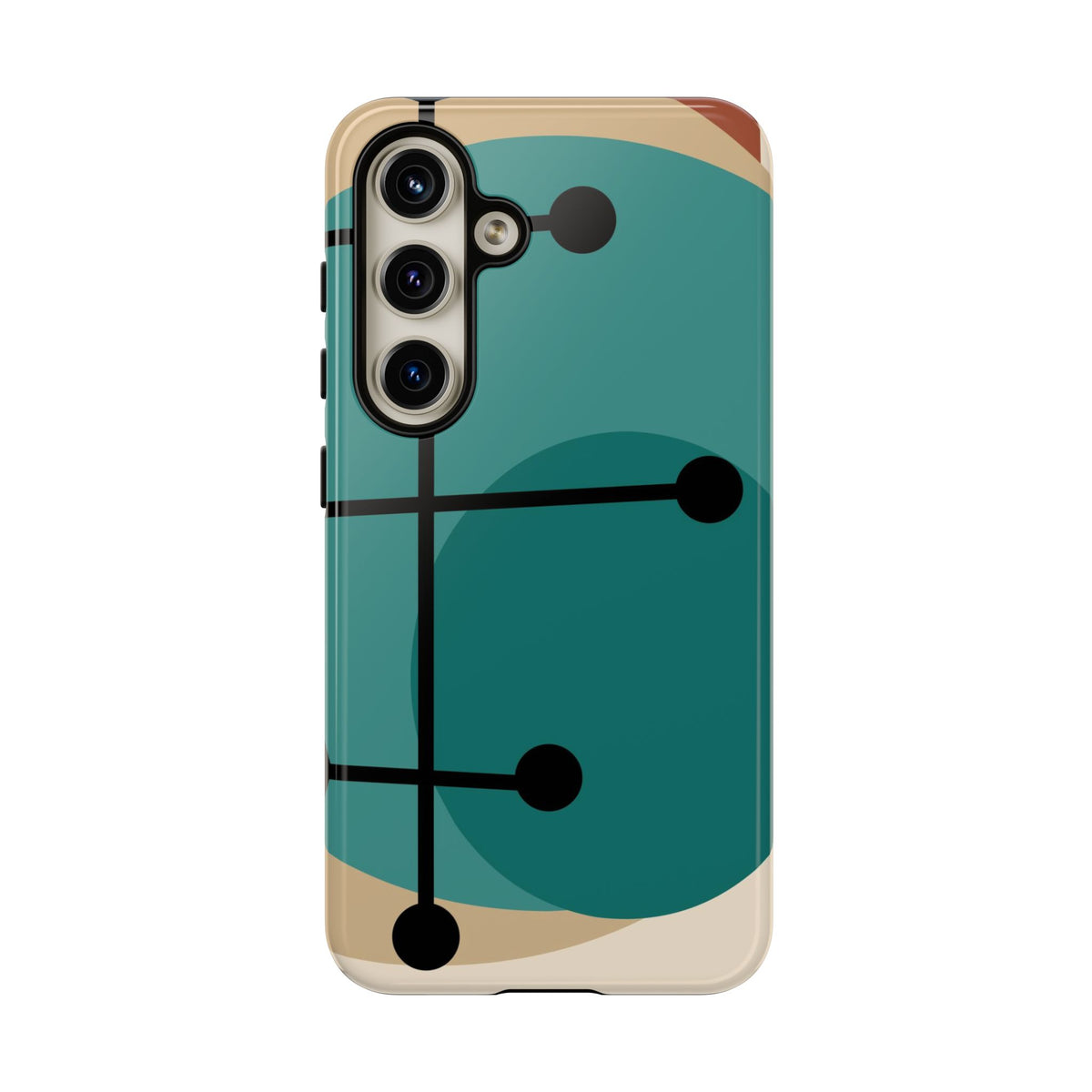 Mid Century Mod, Geometric, Retro Beige Teal Blue, Smart Phones Tough Phone Cases